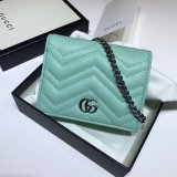 Best Pink/Yellow/Blue Gucci Replica GG Marmont card case 625693 wallet