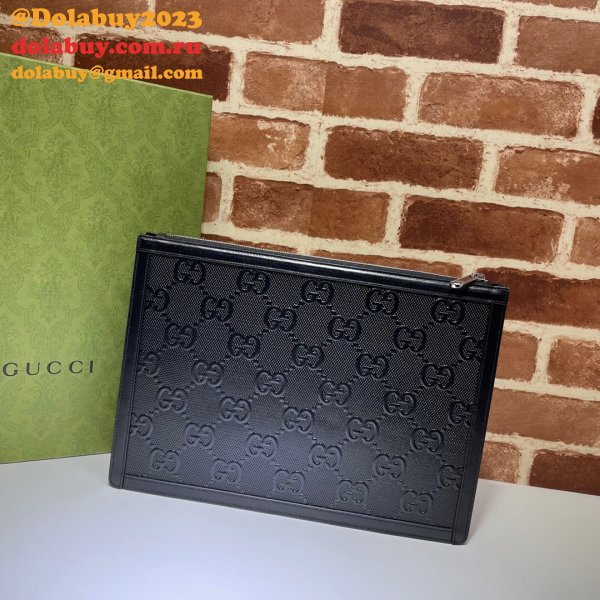 Gucci High Quality 646449 GG embossed pouch black bag