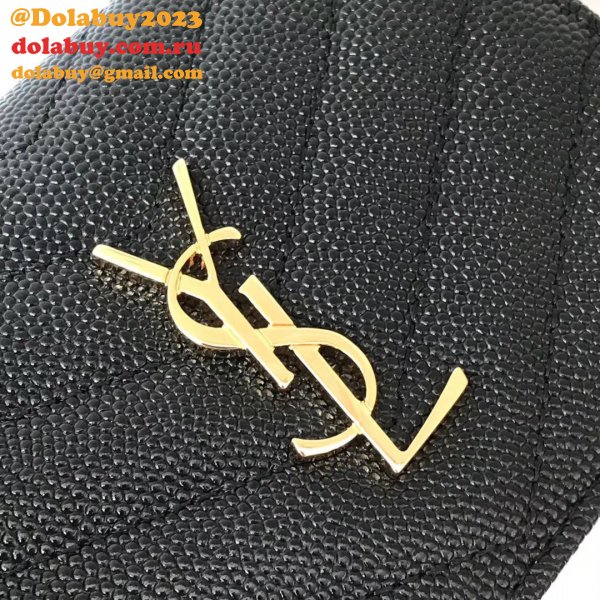 Fake YSL Saint Laurent Short MONOGRAM 459738 Black Wallet