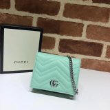 Best Pink/Yellow/Blue Gucci Replica GG Marmont card case 625693 wallet