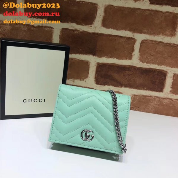 Best Pink/Yellow/Blue Gucci Replica GG Marmont card case 625693 wallet