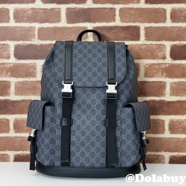 Gucci Men 792080 GG Designer Replicas Backpack In Black GG Supreme