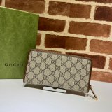 Replica Gucci GG Supreme Fake 673003 Zip around wallet with Interlocking G