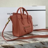 Replica Celine Pink Nano Luggage bag in drummed calfskin