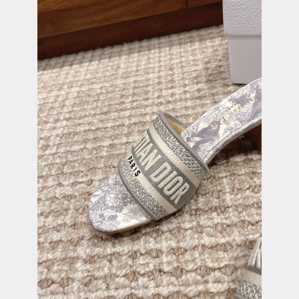 Replica Designer Dior Dway One-word embroidered slippers Shoes Online