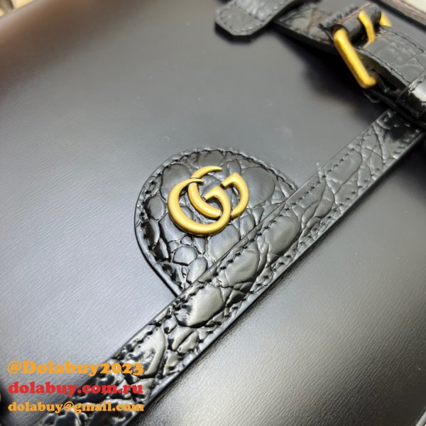 Fake Gucci Crocodile Trim Messenger Sales Online 702136 Bag