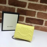 Best Pink/Yellow/Blue Gucci Replica GG Marmont card case 625693 wallet