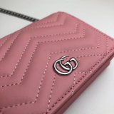 Best Pink/Yellow/Blue Gucci Replica GG Marmont card case 625693 wallet