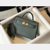 Hermes Replica Mini Kelly Epsom leather ArmyGreen Bags