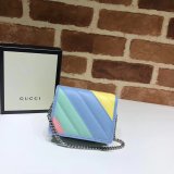 Best Pink/Yellow/Blue Gucci Replica GG Marmont card case 625693 wallet