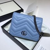 Best Pink/Yellow/Blue Gucci Replica GG Marmont card case 625693 wallet