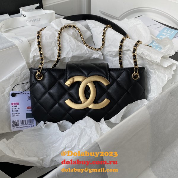 Cheap 1:1 Mirror AS4611 Baguette Black Bags Online Sale