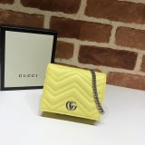 Best Pink/Yellow/Blue Gucci Replica GG Marmont card case 625693 wallet