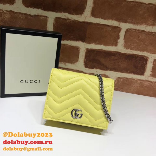 Best Pink/Yellow/Blue Gucci Replica GG Marmont card case 625693 wallet