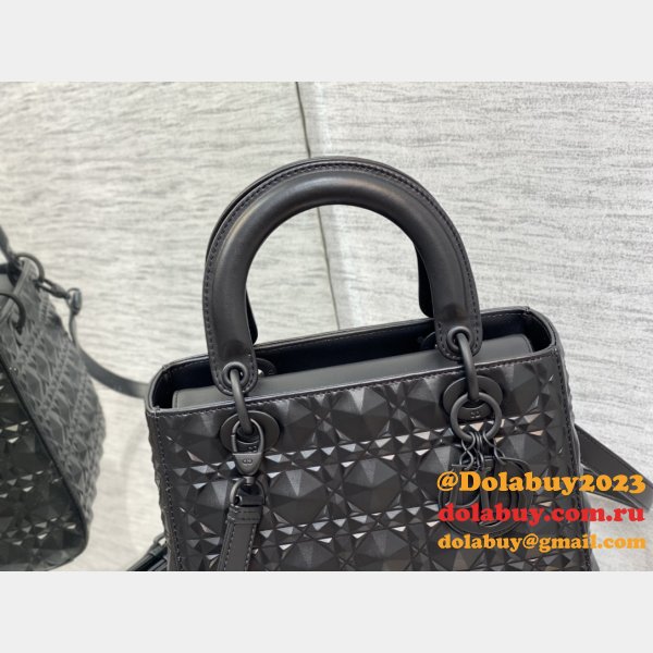 Christian Lady Dior 24cm AAA+ Replica Top Quality Black Bag