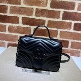 Gucci Knockoff GG Marmont 702563 Top handle bag in black leather