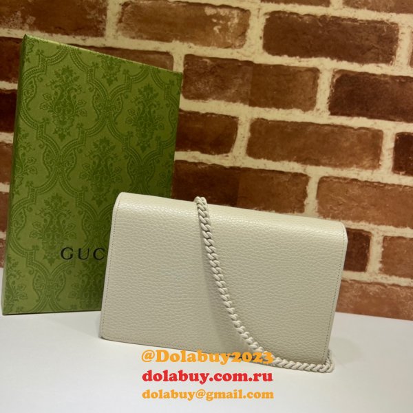 Top Luxury GG Gucci Replicas 497985 Marmont leather mini Chain Wallets bag