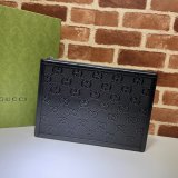 Gucci High Quality 646449 GG embossed pouch black bag