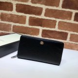 Replica Gucci Black Cheap Leather Zip Around Wallet With Interlocking G 575988