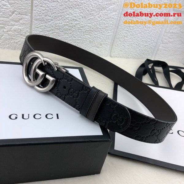 Gucci Belt With Double G Buckle 38mm-2 Black Fake