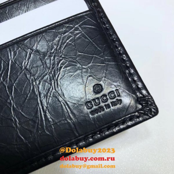 7 Star Gucci Replica Black Leather Wallet With Interlocking G575985