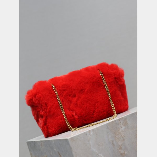 YSL KATE DOUBLE BREAD SUEDE & RABBIT FUR small 22CM BAG