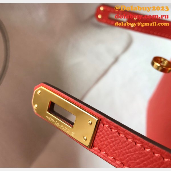 Replica Hermes Red Mini Kelly Handbag Epsom leather