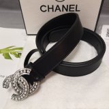 Luxury Replica CC Double C Belt Black Width 3.0cm 1137