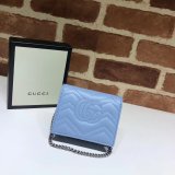 Best Pink/Yellow/Blue Gucci Replica GG Marmont card case 625693 wallet