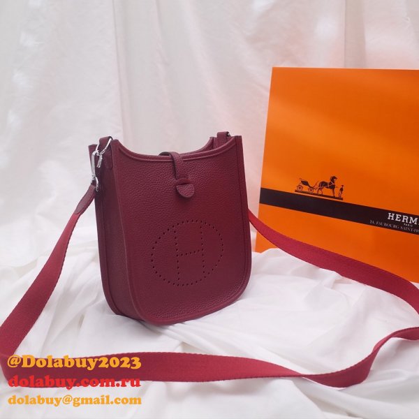 Hermes Evelyne Bag Pink Clemence leather Rose Tyrien