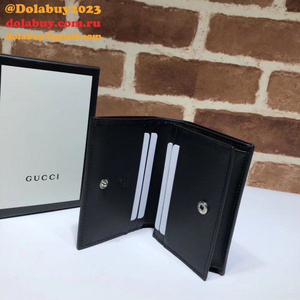 Fashion Gucci Replica Black Gucci Signature Card Case 522869 Wallet