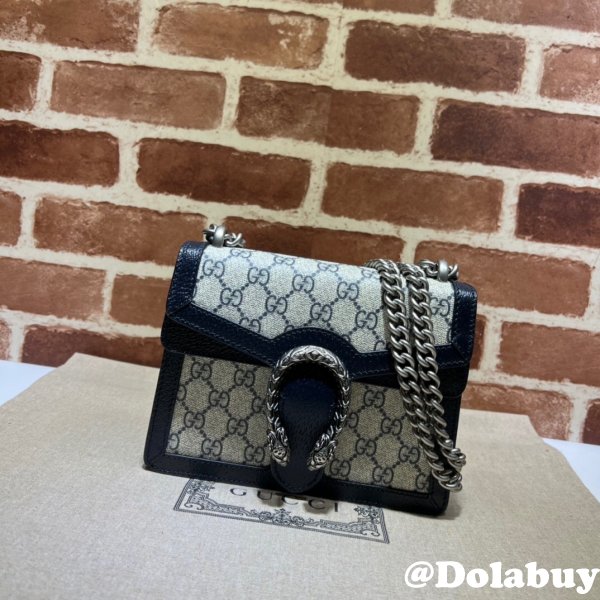 Gucci Fake 421970 GG Supreme Dionysus Mini Bag With dark blue Leather For Sale