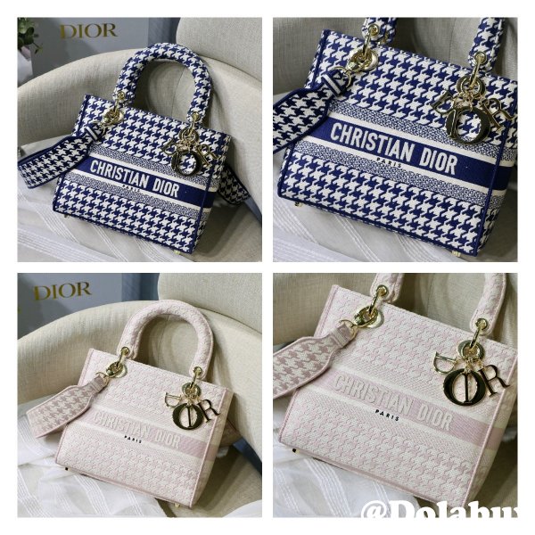 Wholesale Replica Dior Lady Dior Large Pink/Blue Bags