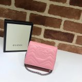 Best Pink/Yellow/Blue Gucci Replica GG Marmont card case 625693 wallet