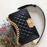 High Quality CC Le Boy Replica Best Black Bags lambksin 20cm