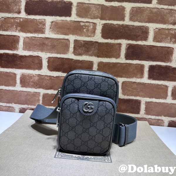 Ophidia GG 752565 Grey and Black Supreme Fake Gucci Bag