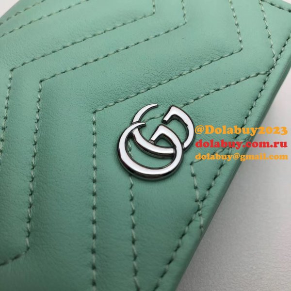 Best Pink/Yellow/Blue Gucci Replica GG Marmont card case 625693 wallet