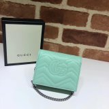 Best Pink/Yellow/Blue Gucci Replica GG Marmont card case 625693 wallet