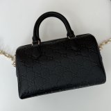 Gucci Luxury GG Emblem Boston Top Handle 815255 Black Knockoff Bag