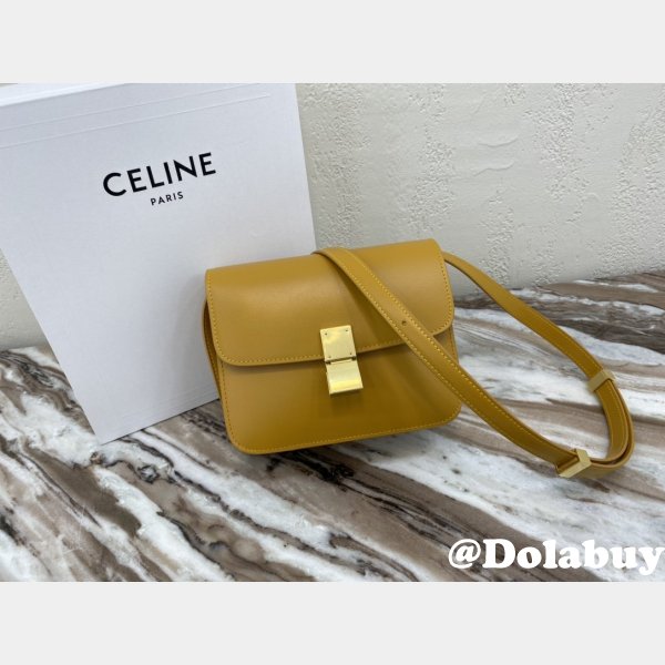 Celine Leather Teen Classic Bag in Yellow