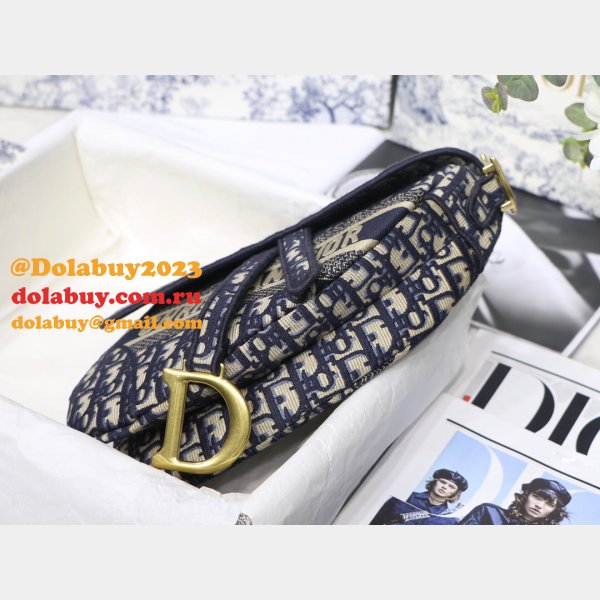 Replica Saddle Bag Blue Dior Oblique Jacquard