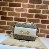 Gucci Replica Horsebit 1955 Small Brown or White Leather Shoulder 645454 Bag