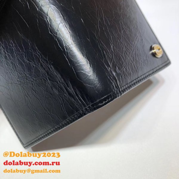 7 Star Gucci Replica Black Leather Wallet With Interlocking G575985