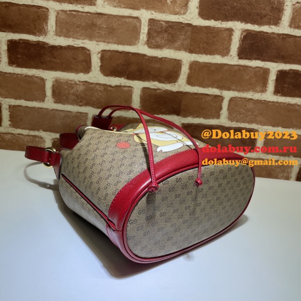 Replica Doraemon x Gucci small bucket 655597 red bag