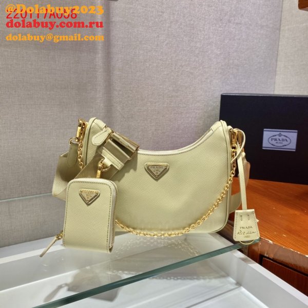 Replica Prada Handbags Cheap Highest Quality For Leather Hobo Re-Edition You