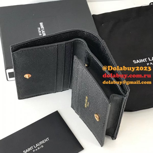 Fake YSL Saint Laurent Short MONOGRAM 459738 Black Wallet