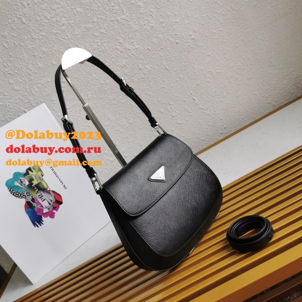 High Quality Prada Cleo Brushed Knockoff Leather Shoulder Bag