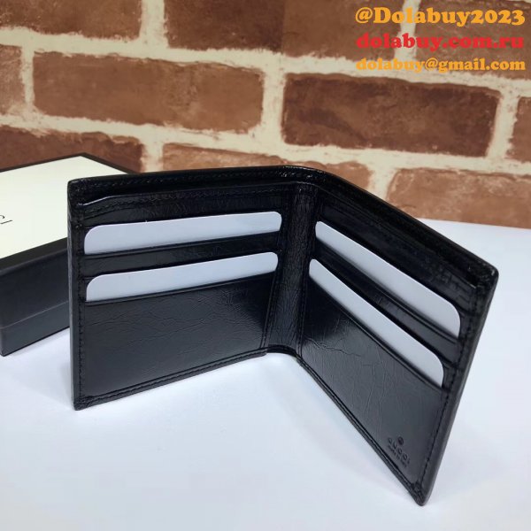 7 Star Gucci Replica Black Leather Wallet With Interlocking G575985