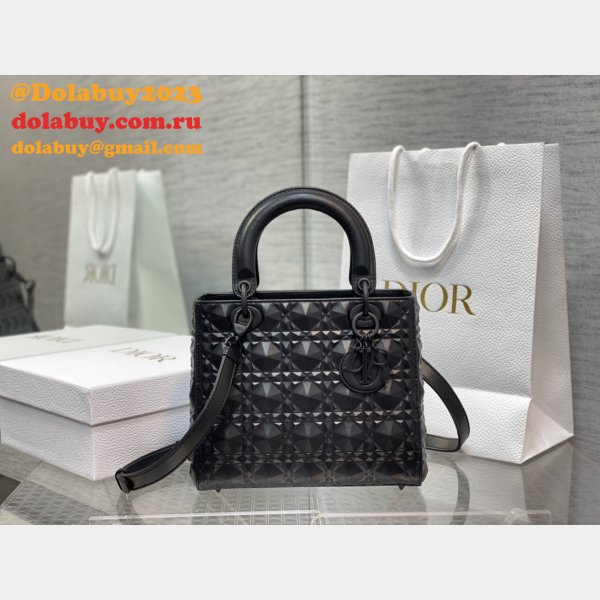 Christian Lady Dior 24cm AAA+ Replica Top Quality Black Bag