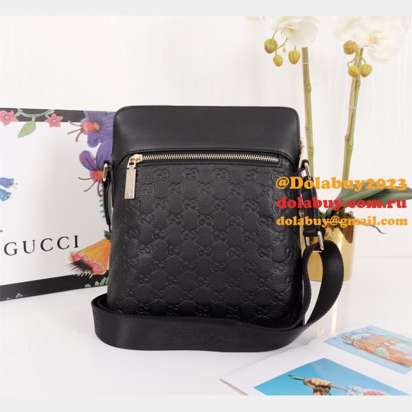 Gucci Best GG Supreme Leather Messenger For Men 413168 Black